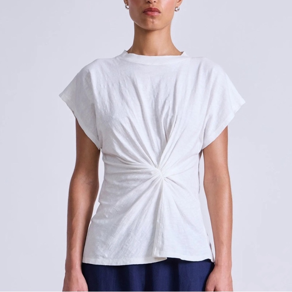 NWOT Apiece Apart White Volta Twist-Front Short Sleeve T Shirt Top